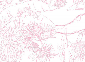 Papier peint Jungle Tropical Rose Panoramique